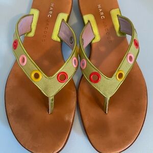 Marc Jacobs Green and Brown Sandals with Colorful Accents